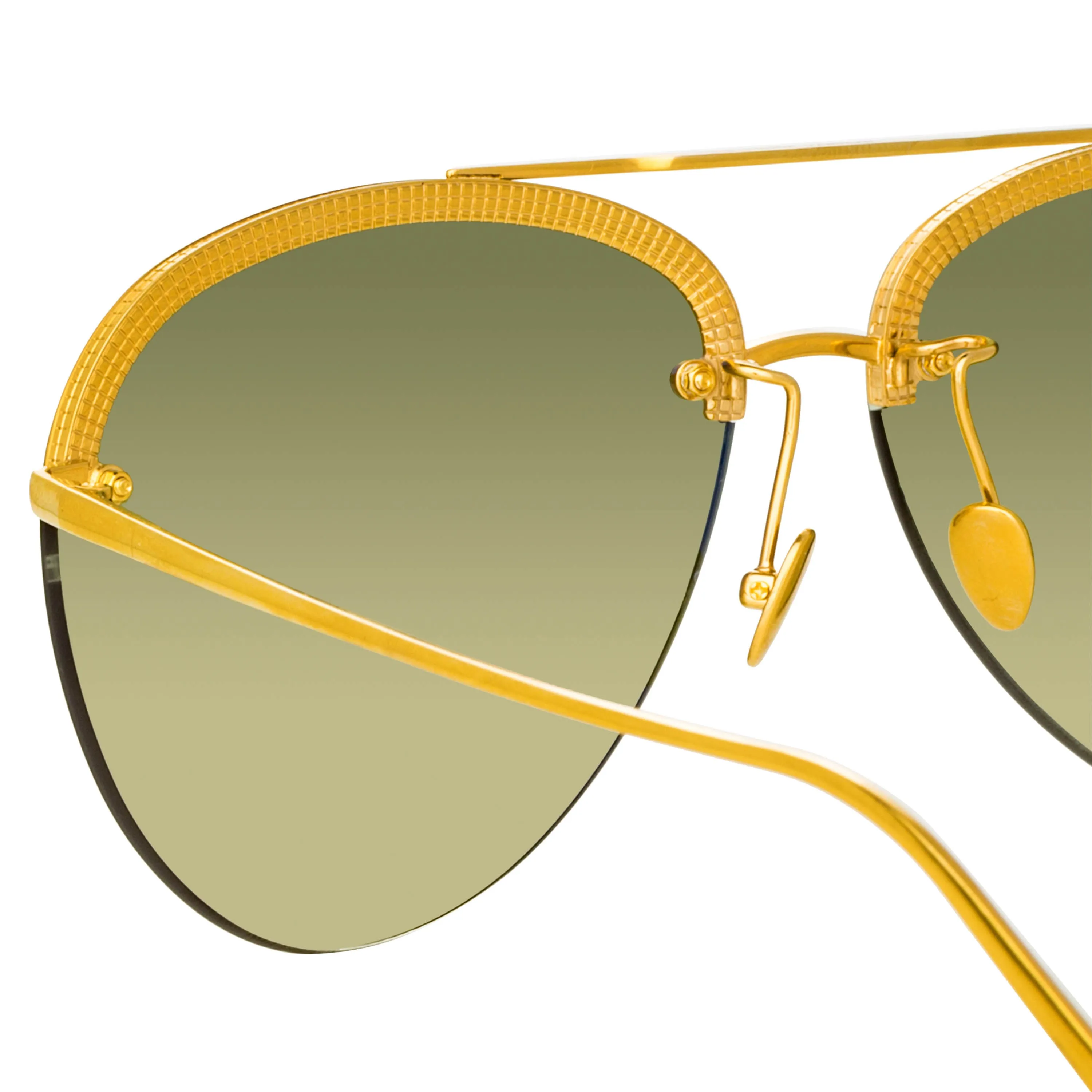 Dee Aviator Sunglasses in Yellow Gold and Green sold by Linda Farrow product image thumbnail 5