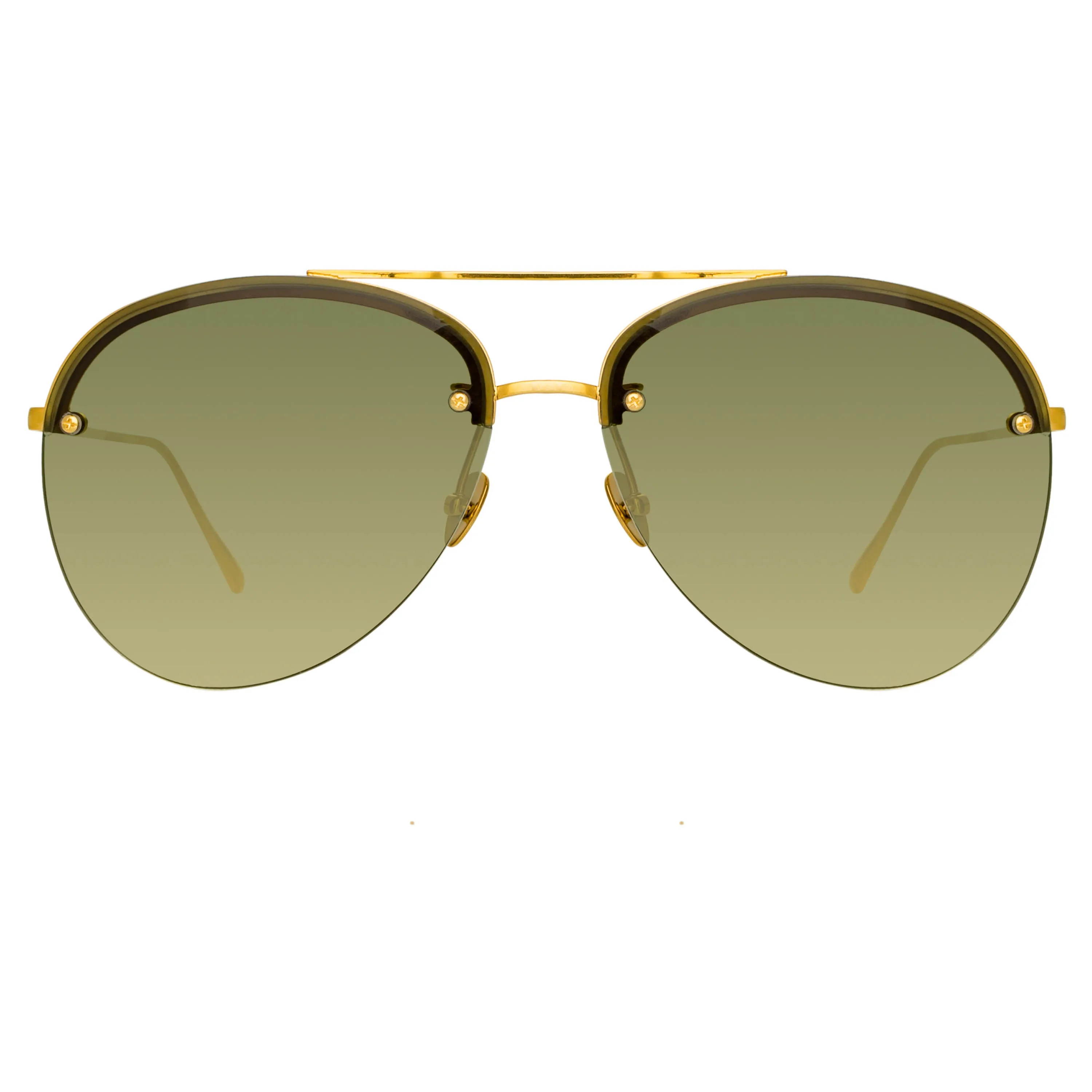 Dee Aviator Sunglasses in Yellow Gold and Green sold by Linda Farrow product image thumbnail 2