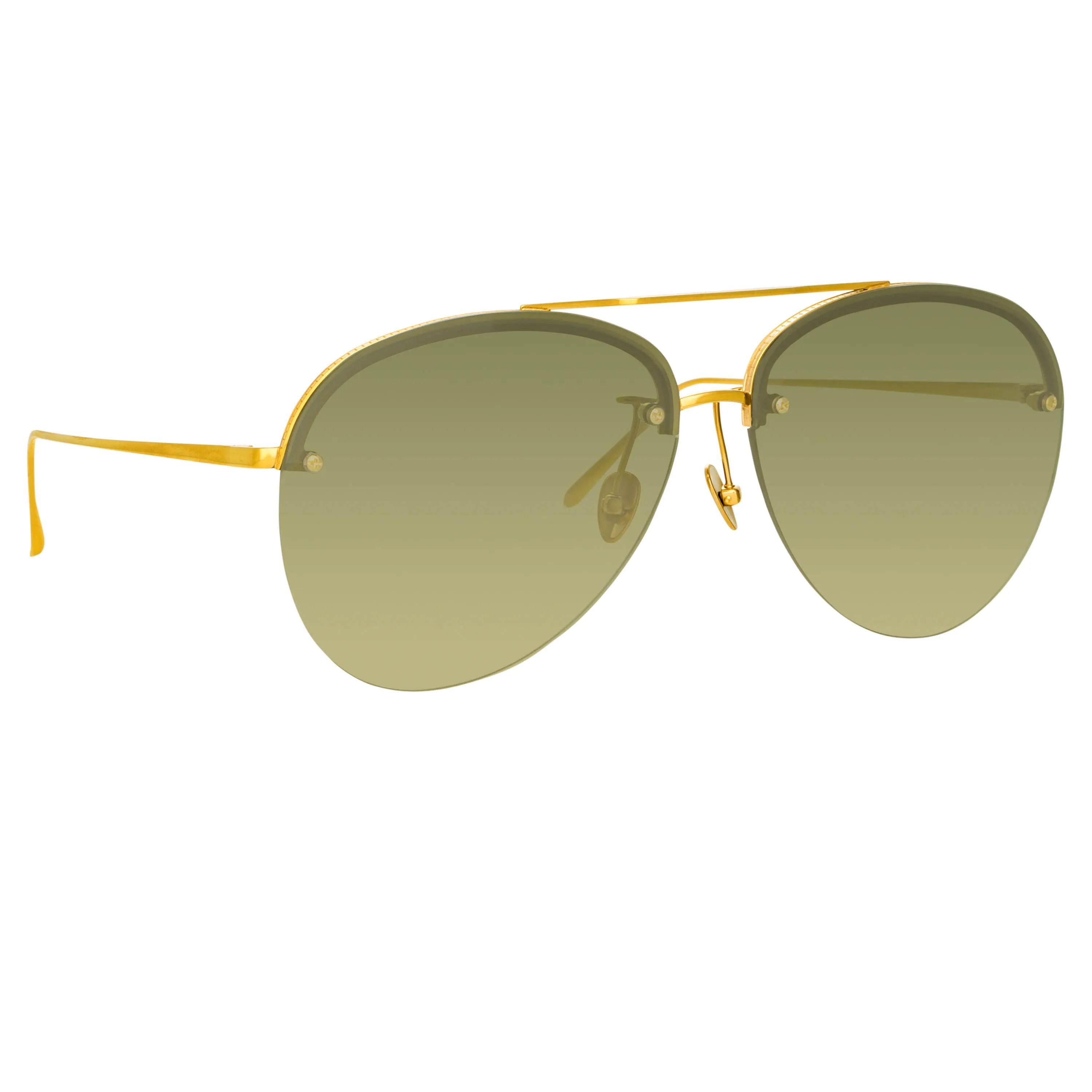 Dee Aviator Sunglasses in Yellow Gold and Green sold by Linda Farrow product image thumbnail 3