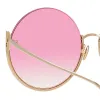 Olivia Round Sunglasses in Light Gold sold by Linda Farrow
