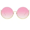 Olivia Round Sunglasses in Light Gold sold by Linda Farrow