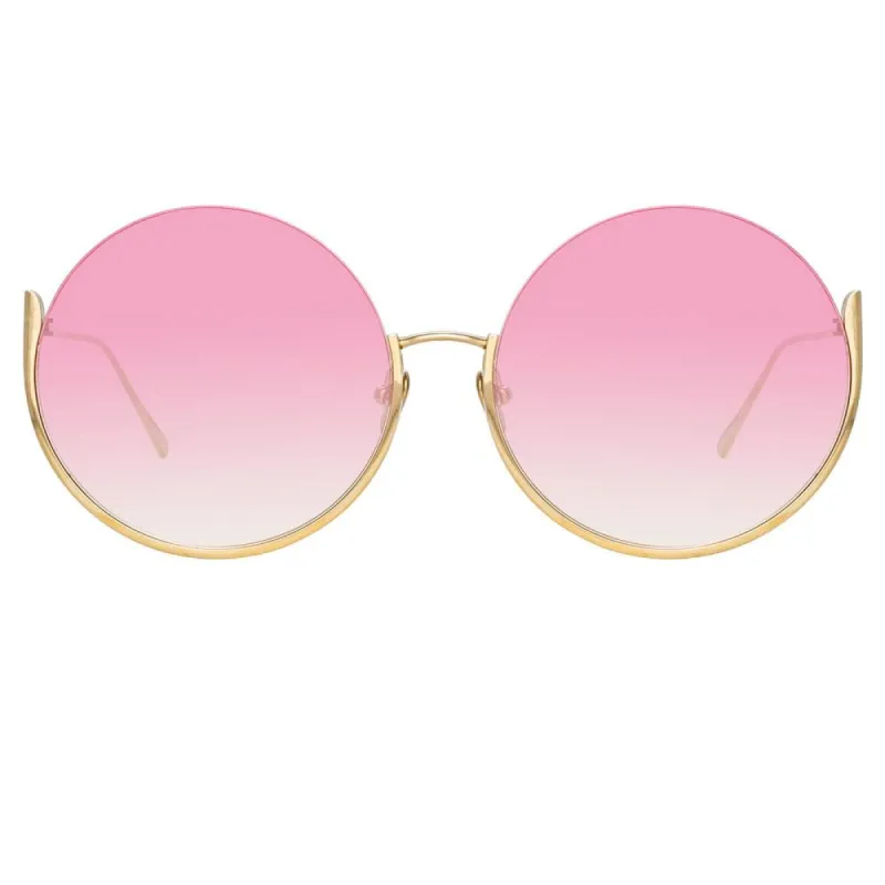 Olivia Round Sunglasses in Light Gold sold by Linda Farrow