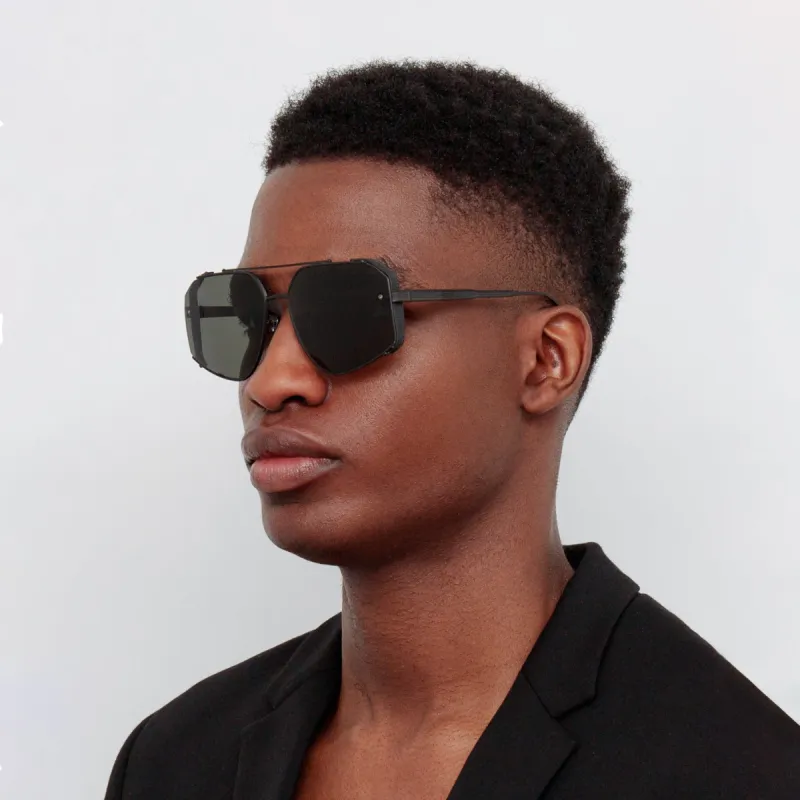Men's Amar Aviator Sunglasses in Nickel and Grey sold by Linda Farrow
