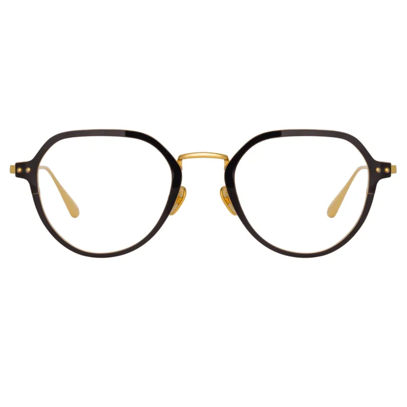 Axel Angular Optical Frame in Yellow Gold and Black (Men's) sold by Linda Farrow