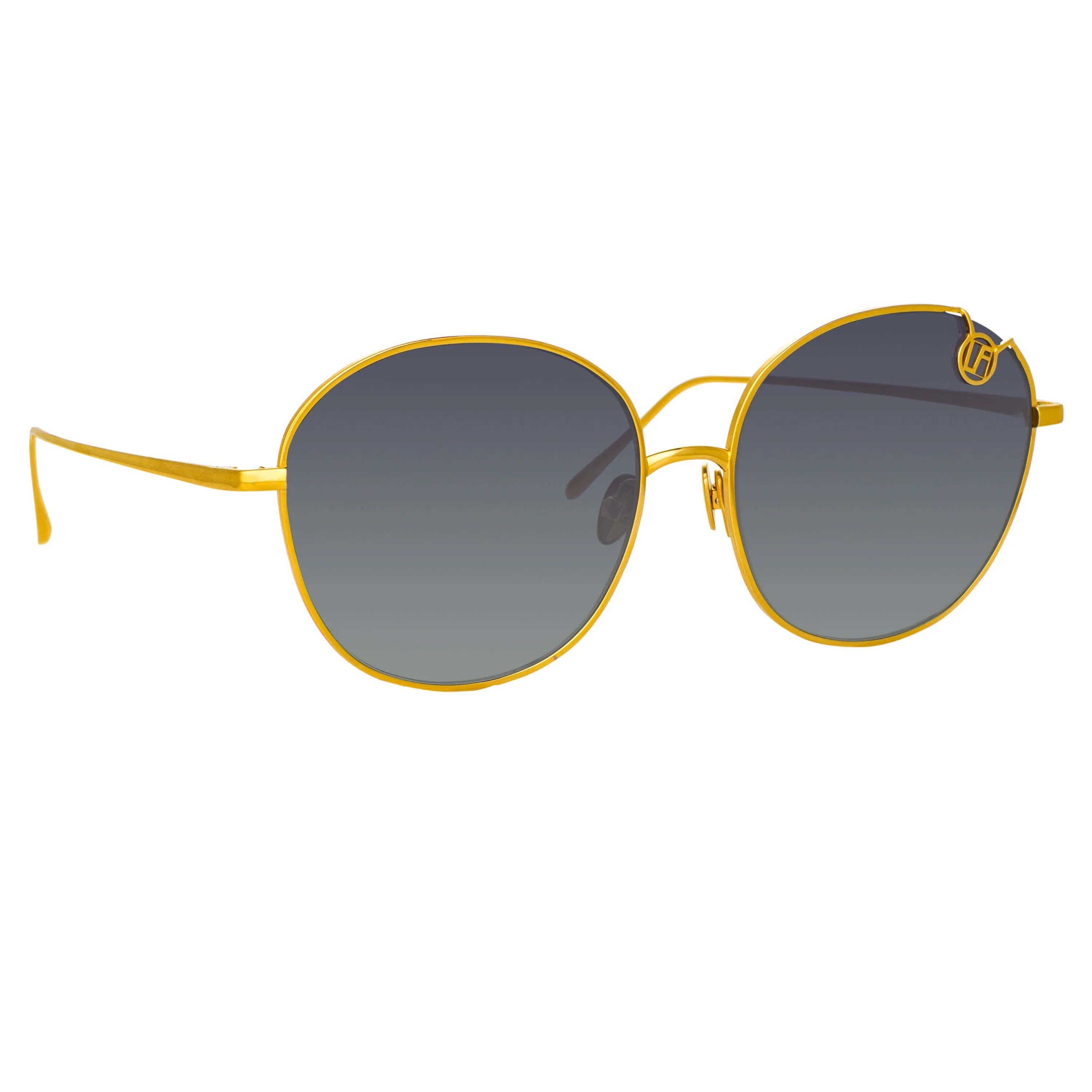 Hannah Oval Sunglasses in Yellow Gold and Grey sold by Linda Farrow product image thumbnail 2