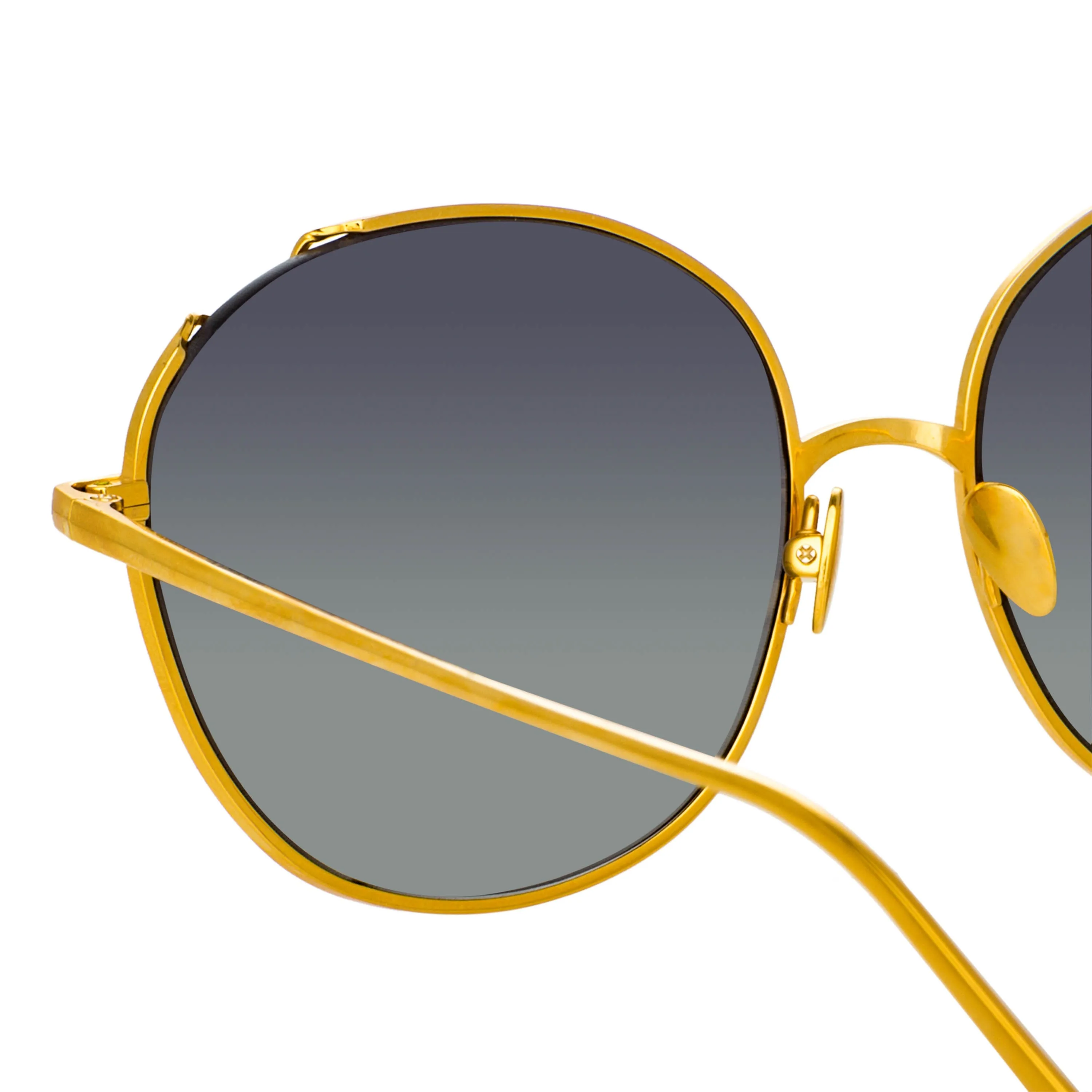 Hannah Oval Sunglasses in Yellow Gold and Grey sold by Linda Farrow product image thumbnail 3