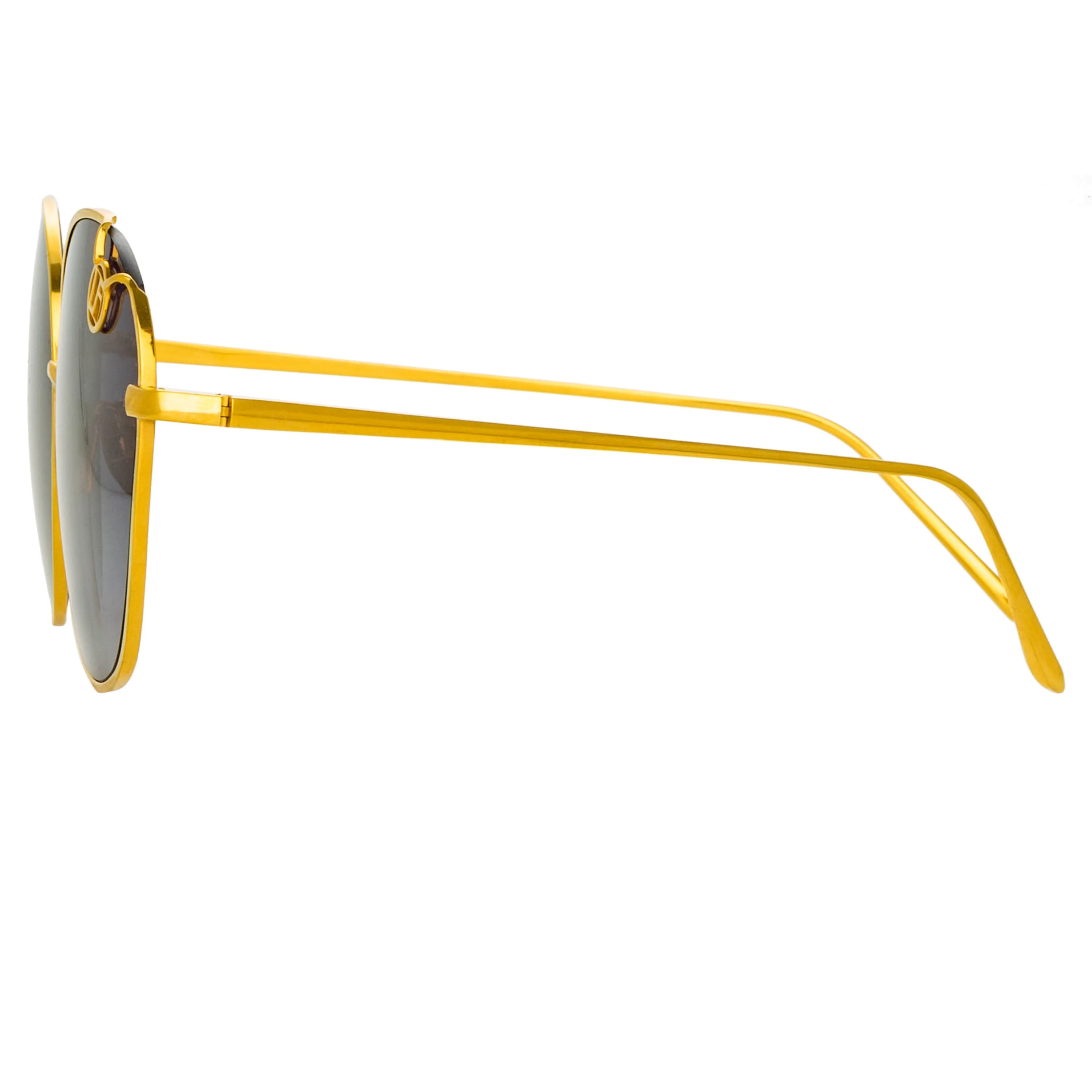 Hannah Oval Sunglasses in Yellow Gold and Grey sold by Linda Farrow product image thumbnail 4