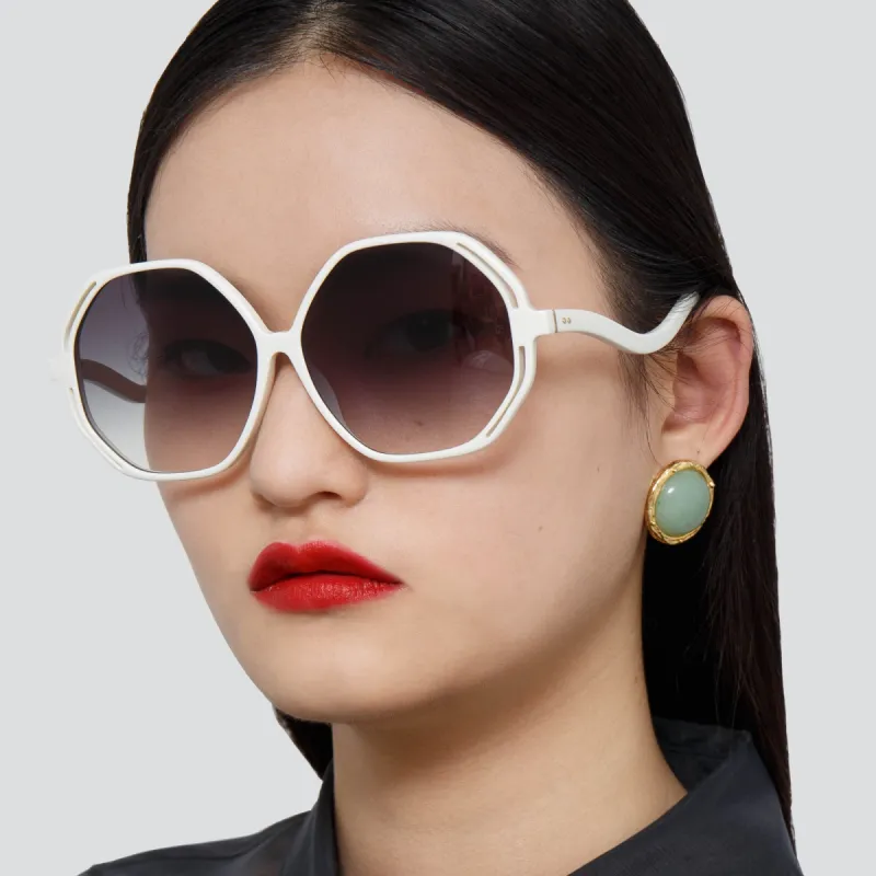 Una Oversized Sunglasses in White sold by Linda Farrow