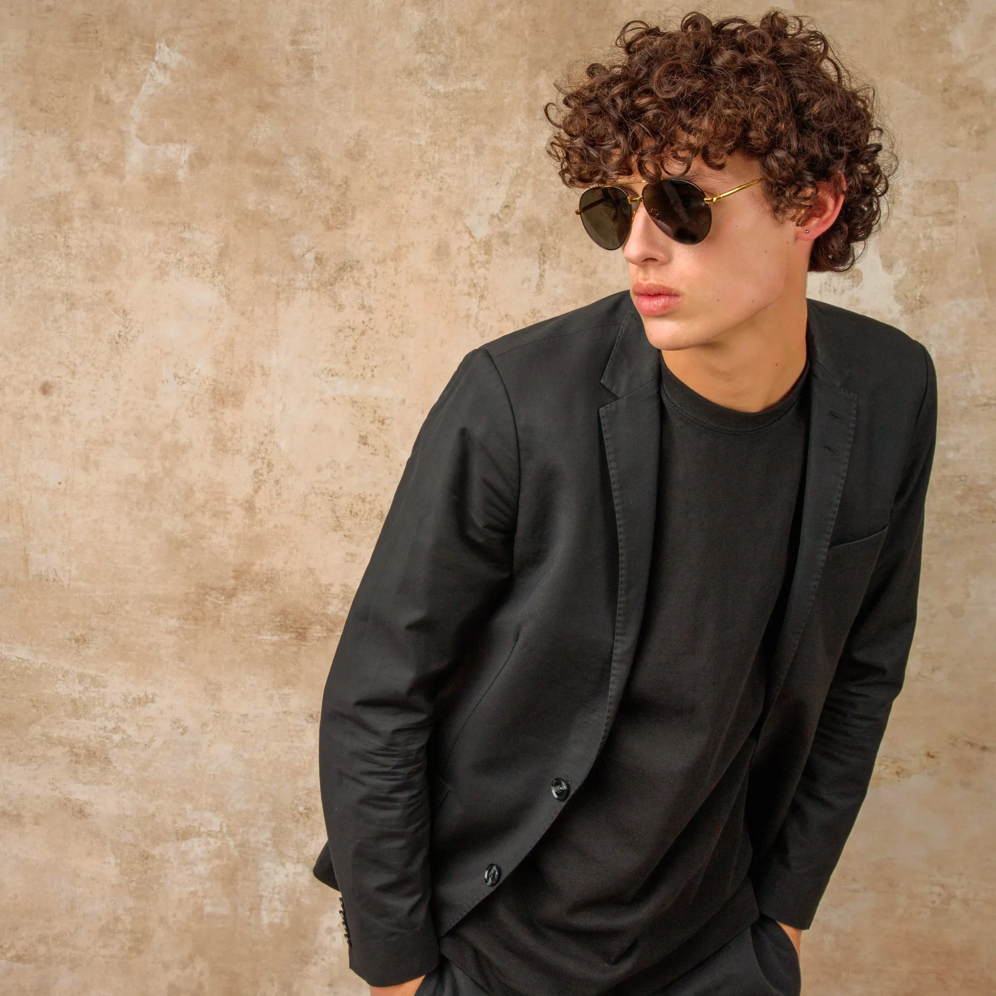 Men's Marcelo Aviator Sunglasses in Black and Cream sold by Linda Farrow product image thumbnail 5