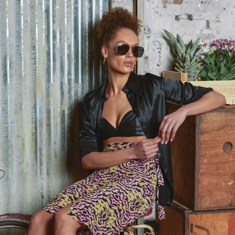 Asher Aviator Sunglasses in Nickel sold by Linda Farrow