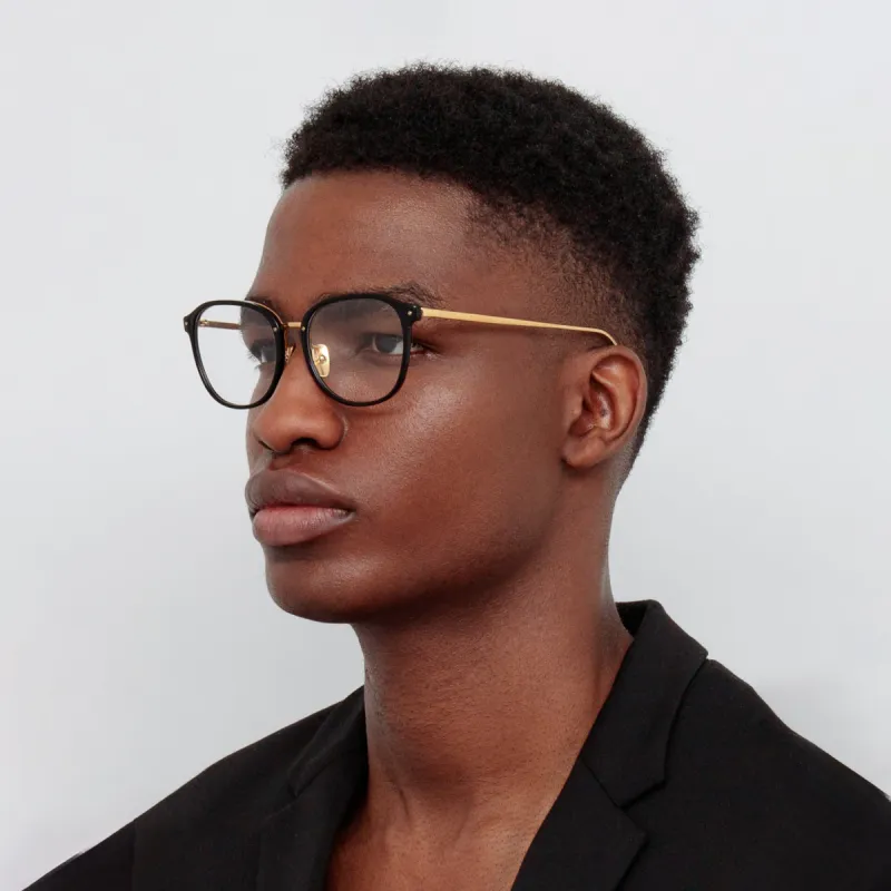 Men's Park Optical D-Frame in Black and Yellow Gold sold by Linda Farrow