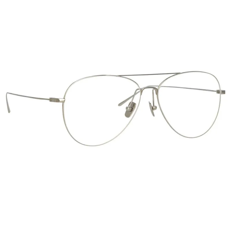 Lloyds Aviator Optical A Frame in White Gold sold by Linda Farrow