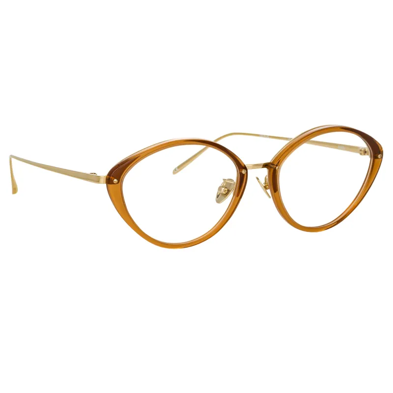 Lucy Cat Eye Optical Frame in Tobacco sold by Linda Farrow