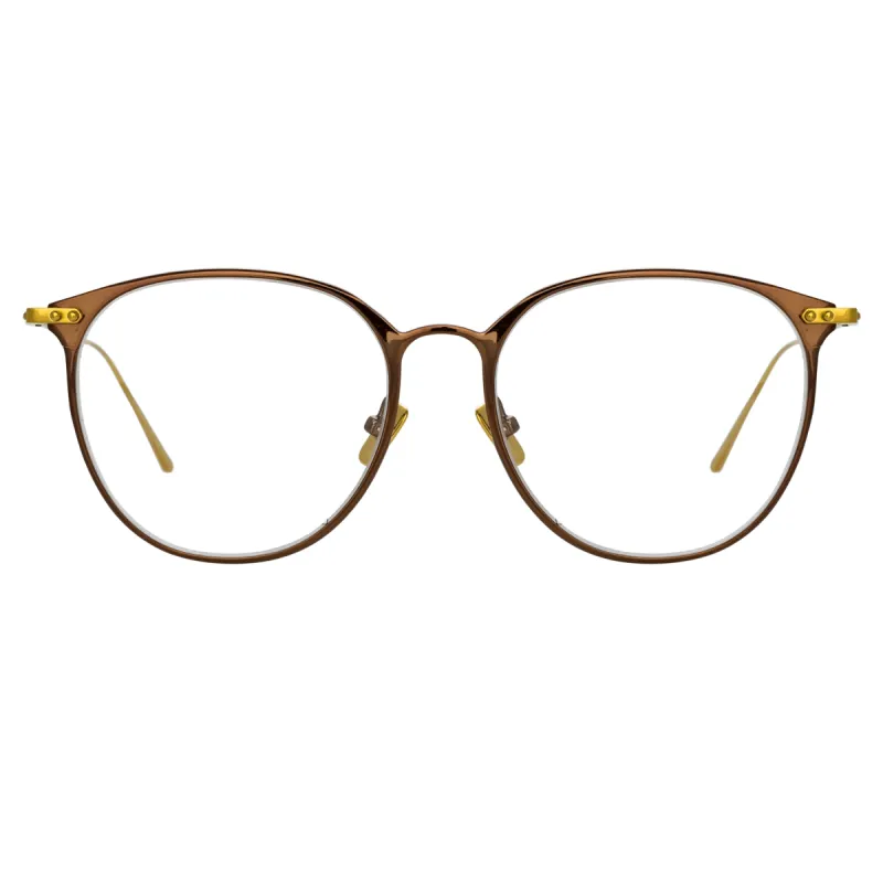 Sophia Oval A Optical Frame in Brown sold by Linda Farrow