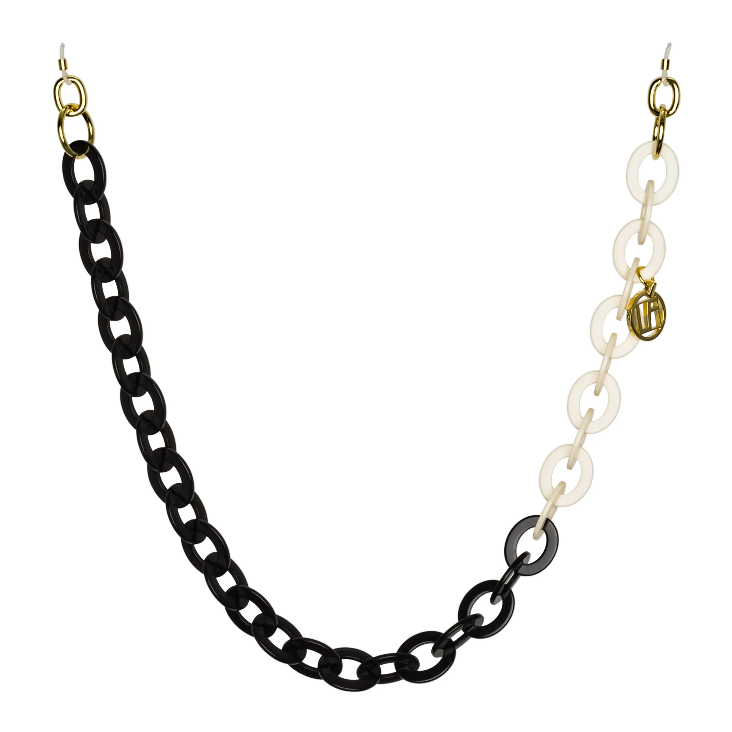 Black and Cream Oval Link Acetate Chain sold by Linda Farrow