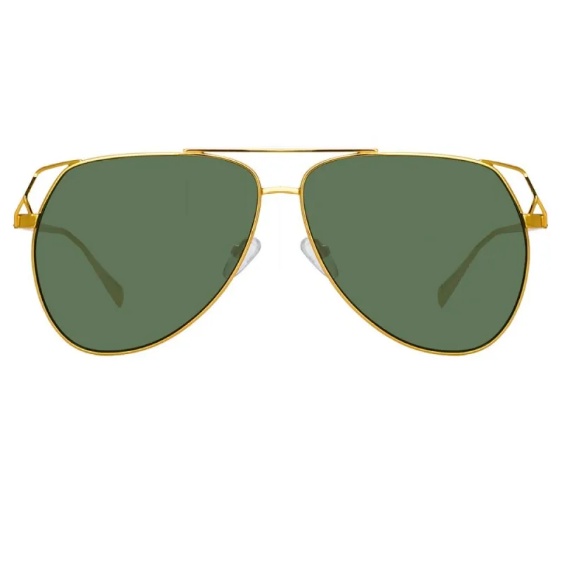 The Attico Telma Aviator Sunglasses in Yellow Gold Tone sold by Linda Farrow