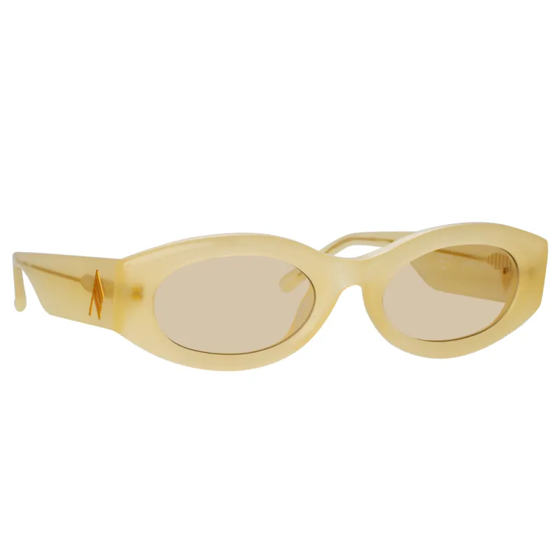 The Attico Berta Oval Sunglasses in Yellow sold by Linda Farrow