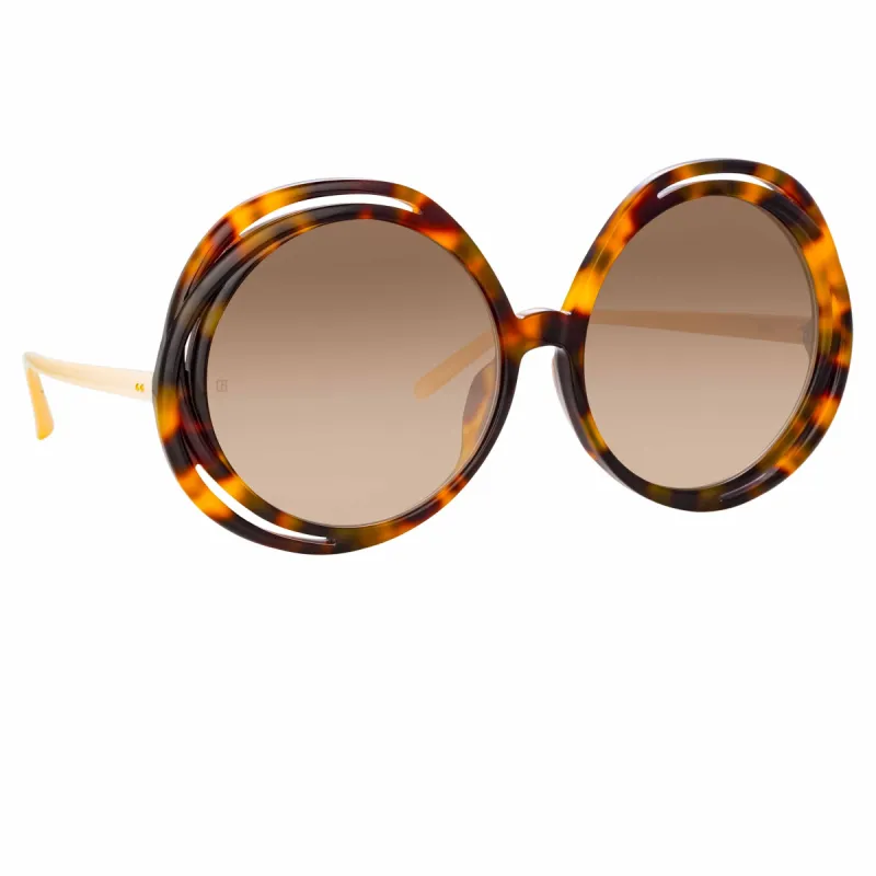 Ellen Round Sunglasses in Tortoiseshell sold by Linda Farrow