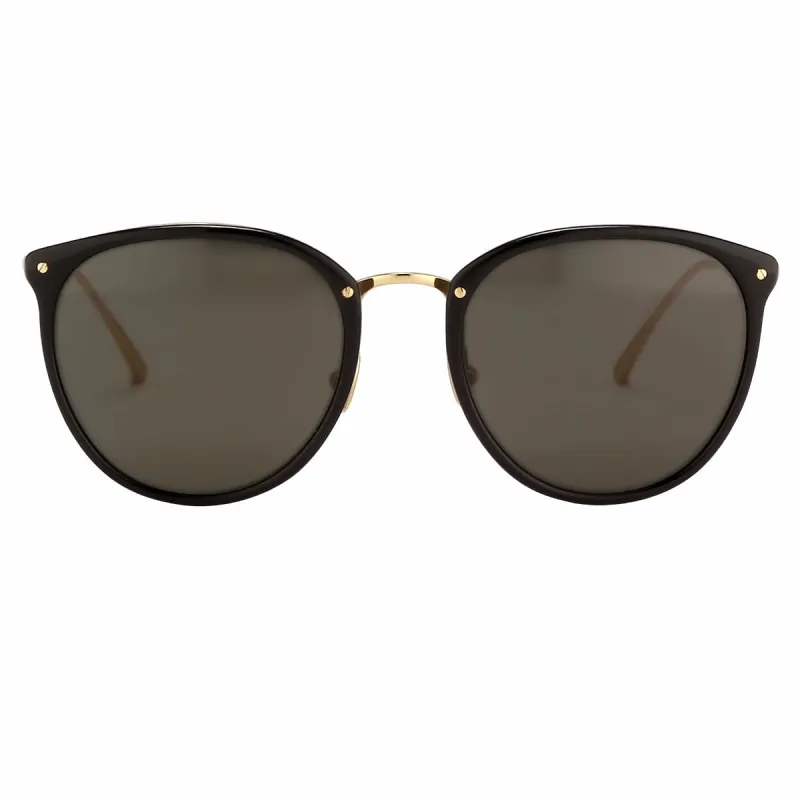 The Calthorpe | Oval Sunglasses in Black Frame (C86) sold by Linda Farrow
