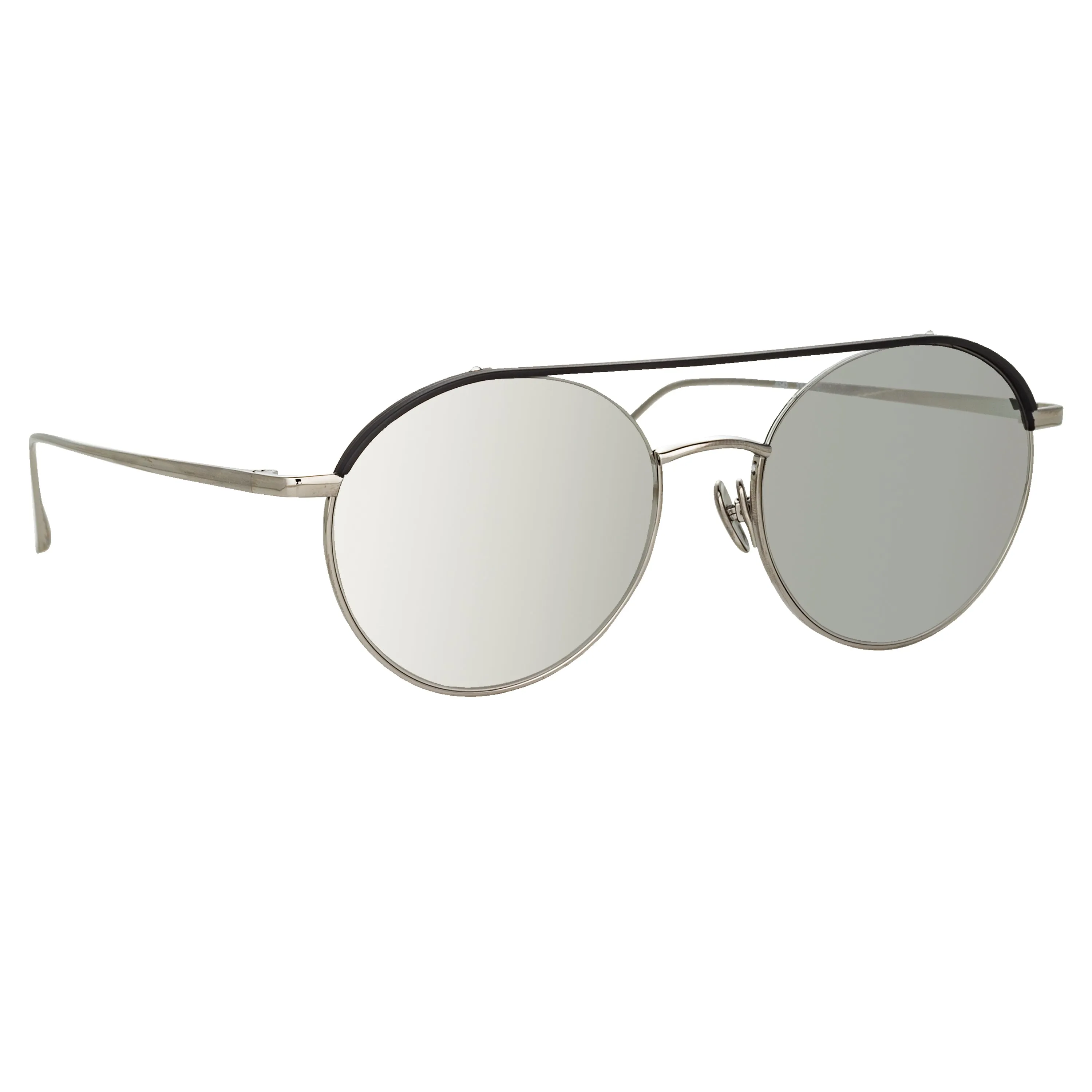 Dustin Round Sunglasses in Black and White Gold (Men's) sold by Linda Farrow product image thumbnail 3