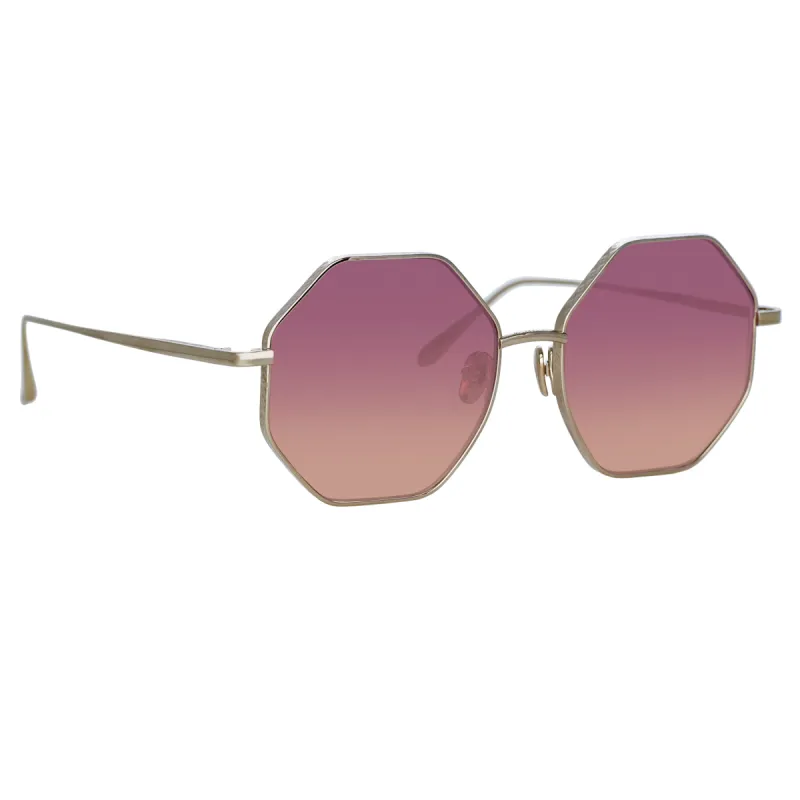 Lianas Hexagon Sunglasses in Light Gold and Wine sold by Linda Farrow