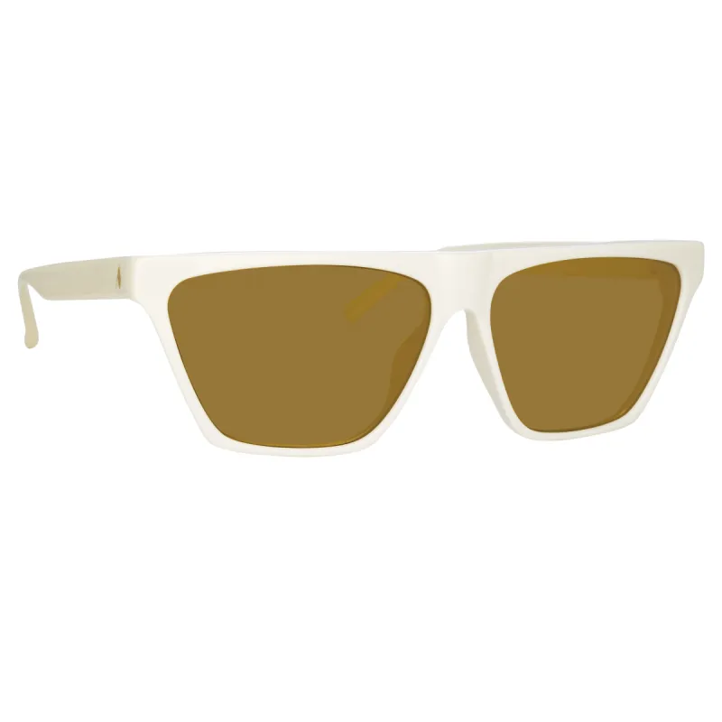The Attico Erin Flat Top Sunglasses in White sold by Linda Farrow