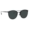 Calthorpe Oval Sunglasses in Black and Matt Nickel (Men's) sold by Linda Farrow