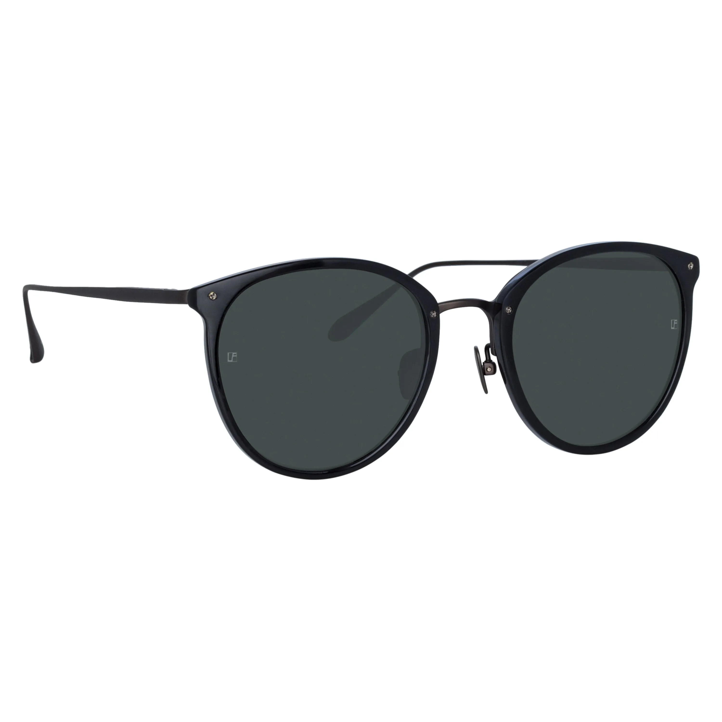 Calthorpe Oval Sunglasses in Black and Matt Nickel (Men's) sold by Linda Farrow product image thumbnail 2