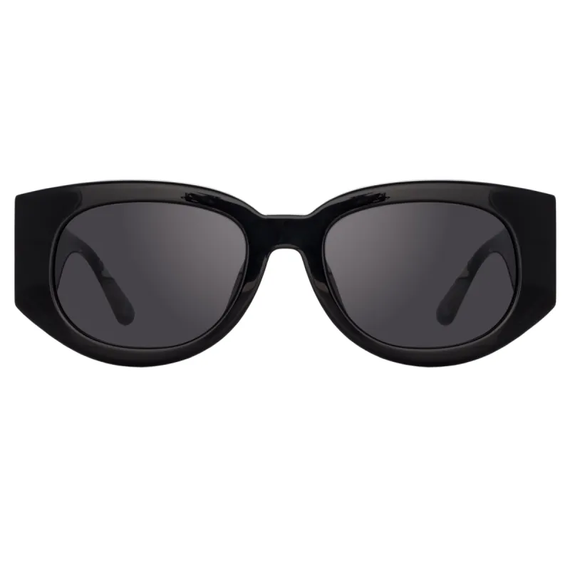 Debbie D-Frame Sunglasses in Black and Crystal Temples sold by Linda Farrow