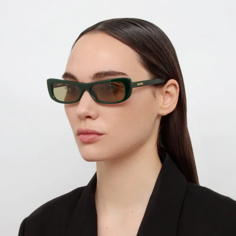 Capri Rectangular Sunglasses in Matt Green by Jacquemus sold by Linda Farrow