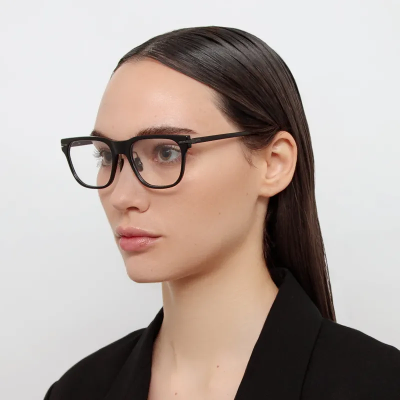 Cove Optical D-Frame in Black and Matt Nickel (Asian Fit) sold by Linda Farrow