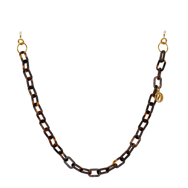 Tortoiseshell Square Link Acetate Chain sold by Linda Farrow
