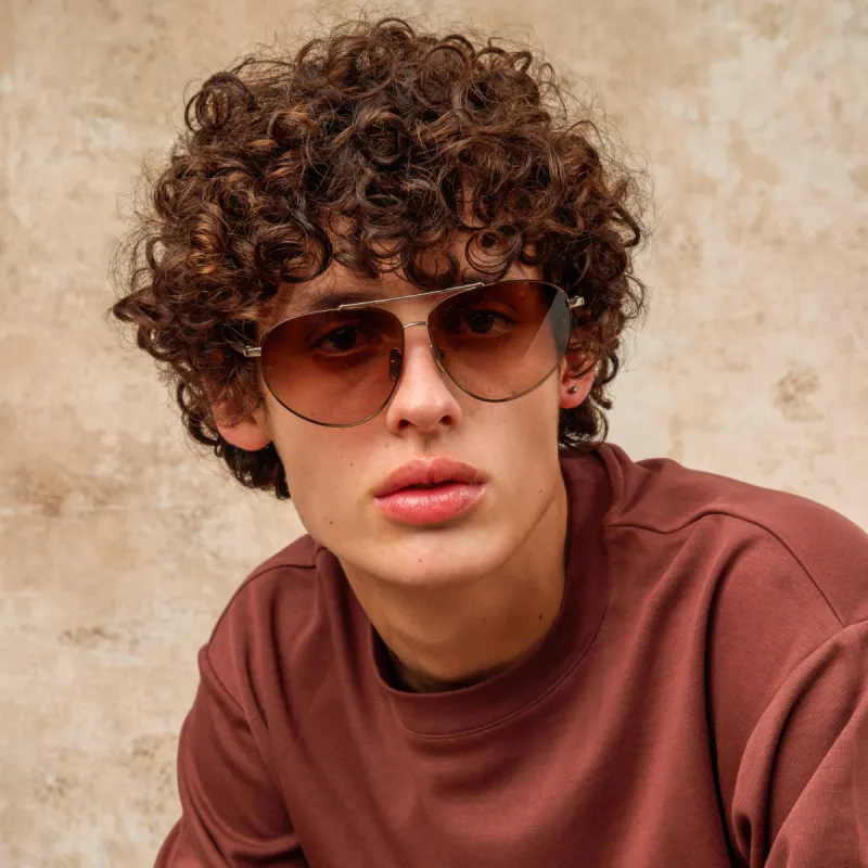 Men's Gabriel Oversized Sunglasses in Light Gold sold by Linda Farrow