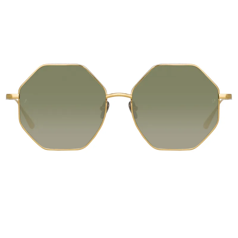 Lianas Hexagon Sunglasses in Yellow Gold sold by Linda Farrow