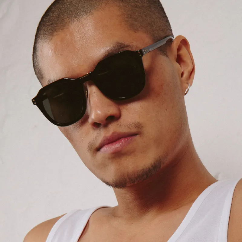 Fletcher Angular Sunglasses in Black sold by Linda Farrow