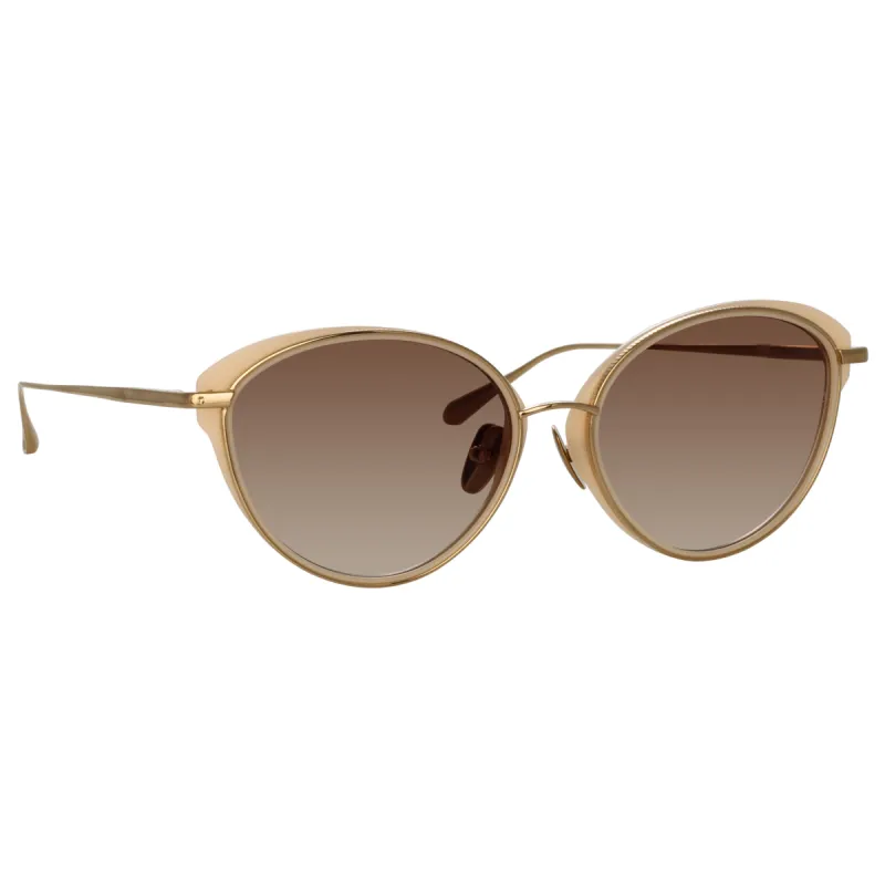 Song Cat Eye Sunglasses in Light Gold and Peach sold by Linda Farrow