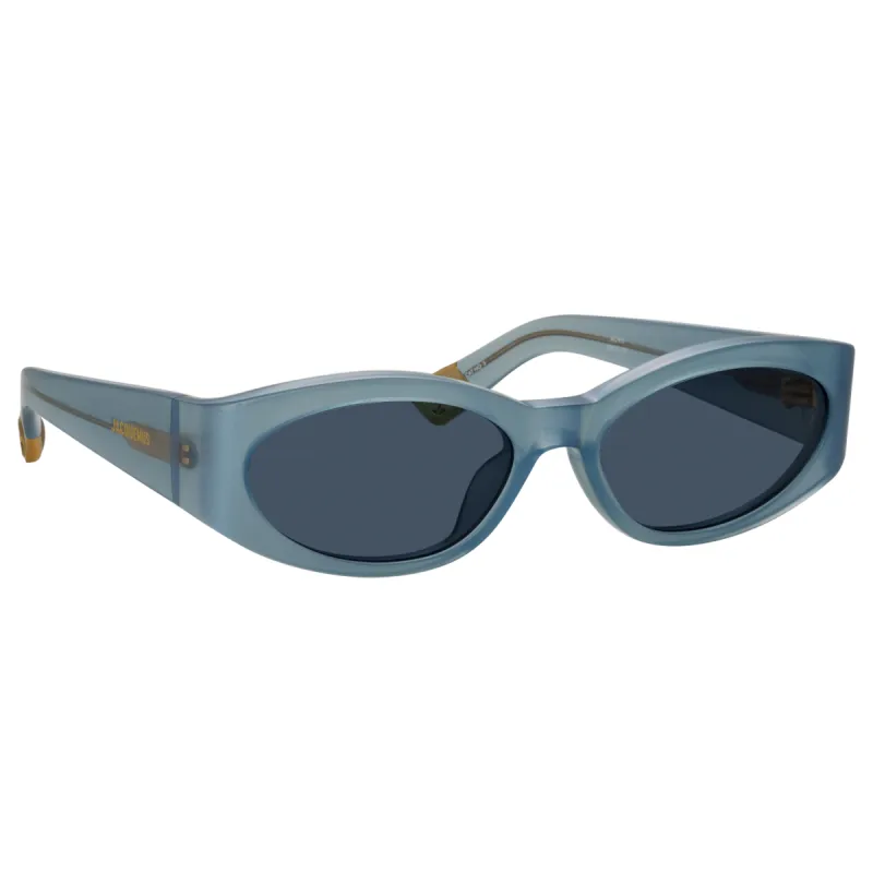 Ovalo Oval Sunglasses in Blue Pearl by Jacquemus sold by Linda Farrow