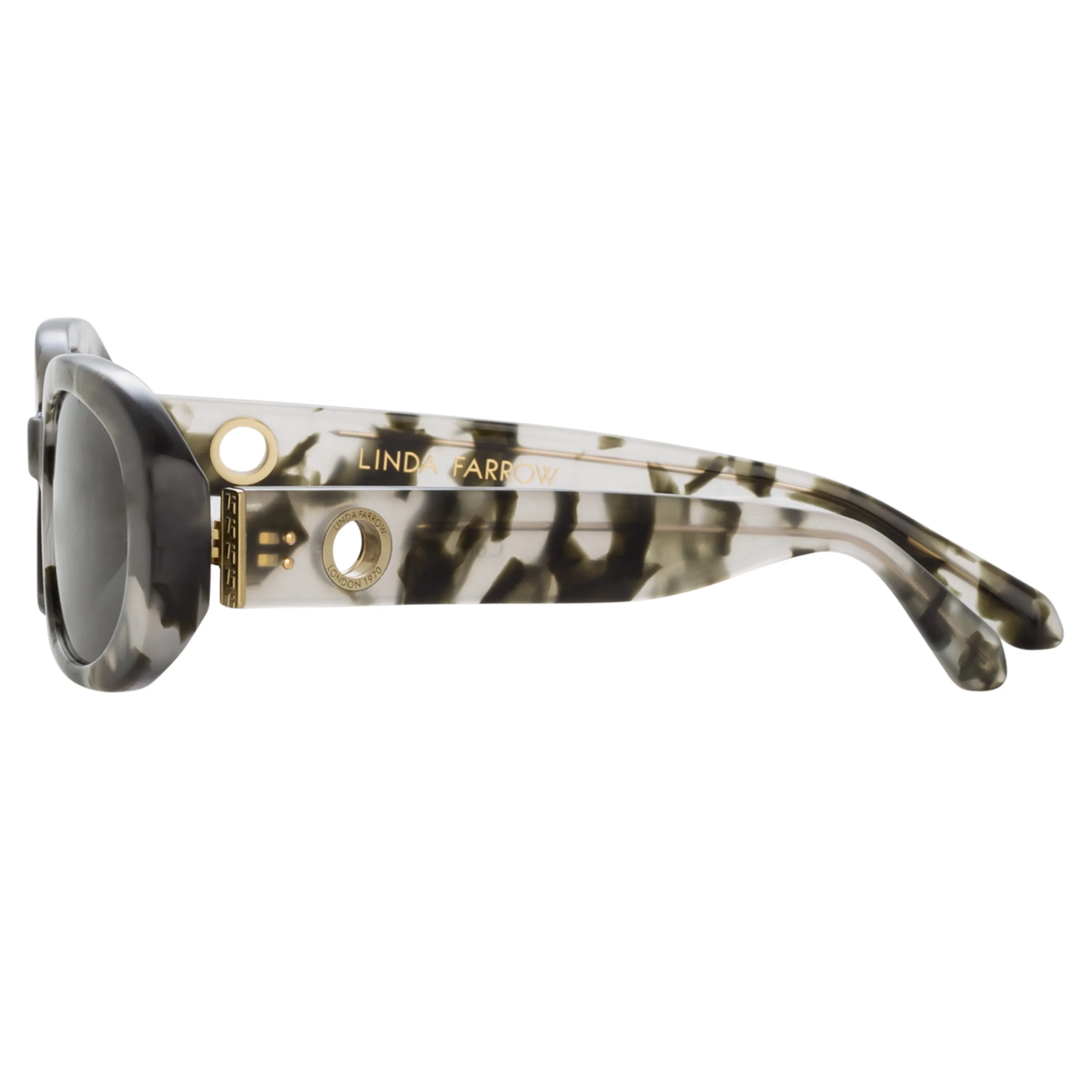 Cara Oval Sunglasses in Black and Grey Tortoiseshell sold by Linda Farrow product image thumbnail 3