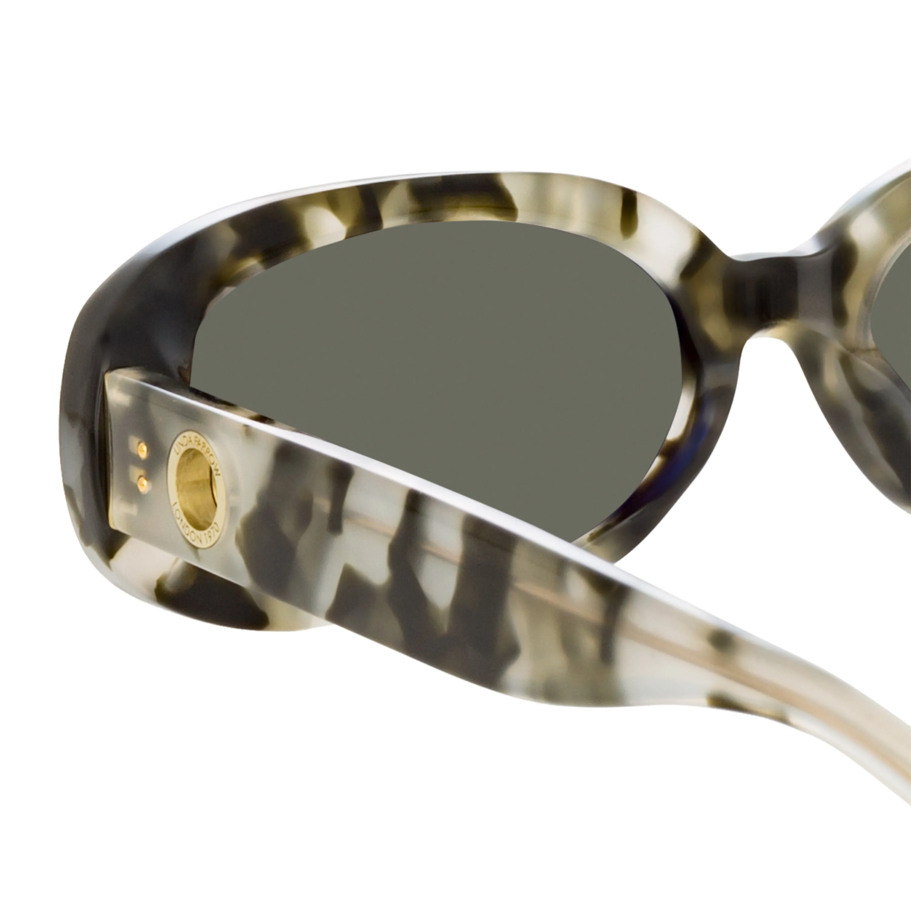 Cara Oval Sunglasses in Black and Grey Tortoiseshell sold by Linda Farrow product image thumbnail 4