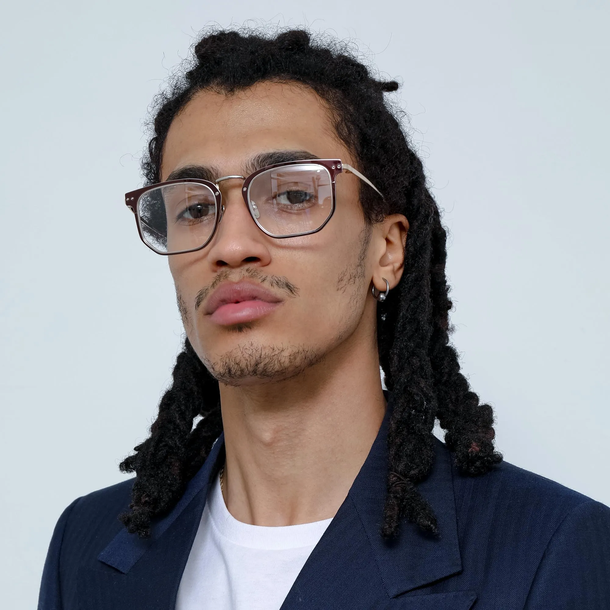 Saul D-Frame Optical Frame in Brown and Light Gold (Men's) sold by Linda Farrow