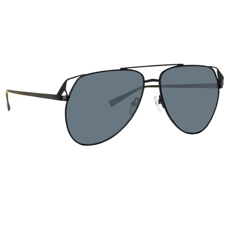 The Attico Telma Aviator Sunglasses in Black sold by Linda Farrow