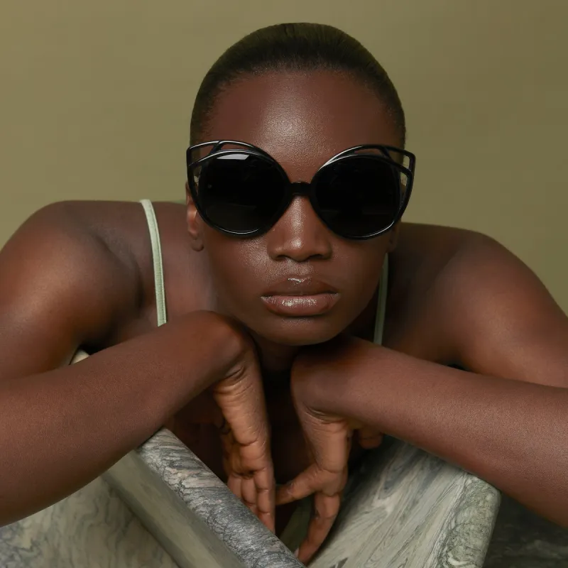 Isler Cat Eye sunglasses in Black sold by Linda Farrow