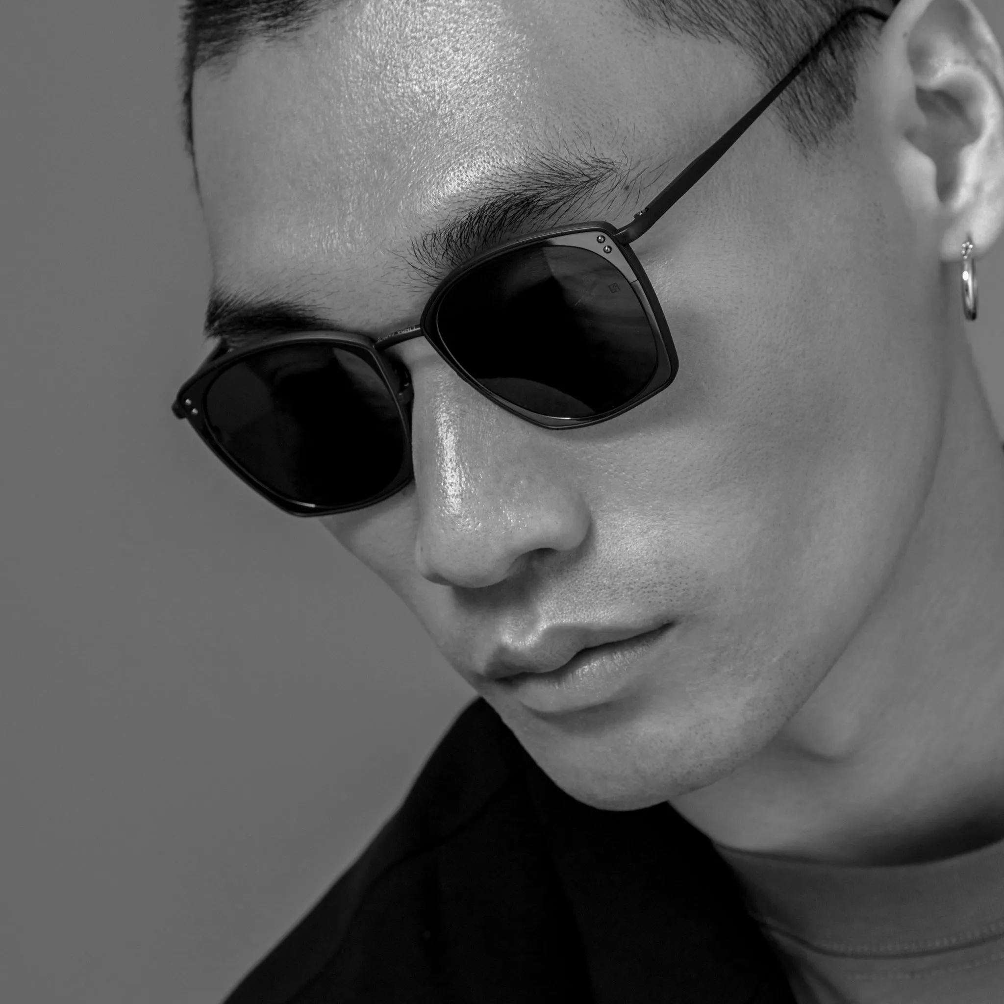 Milo Square Sunglasses in Matt Nickel sold by Linda Farrow