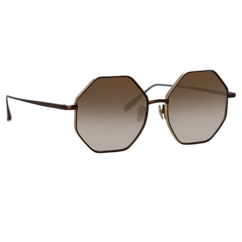 Lianas Hexagon Sunglasses in Metallic Brown sold by Linda Farrow