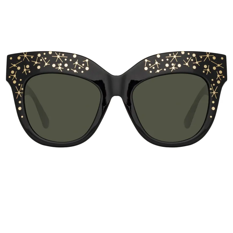 Dunaway Oversized Sunglasses in Sparkled Black sold by Linda Farrow