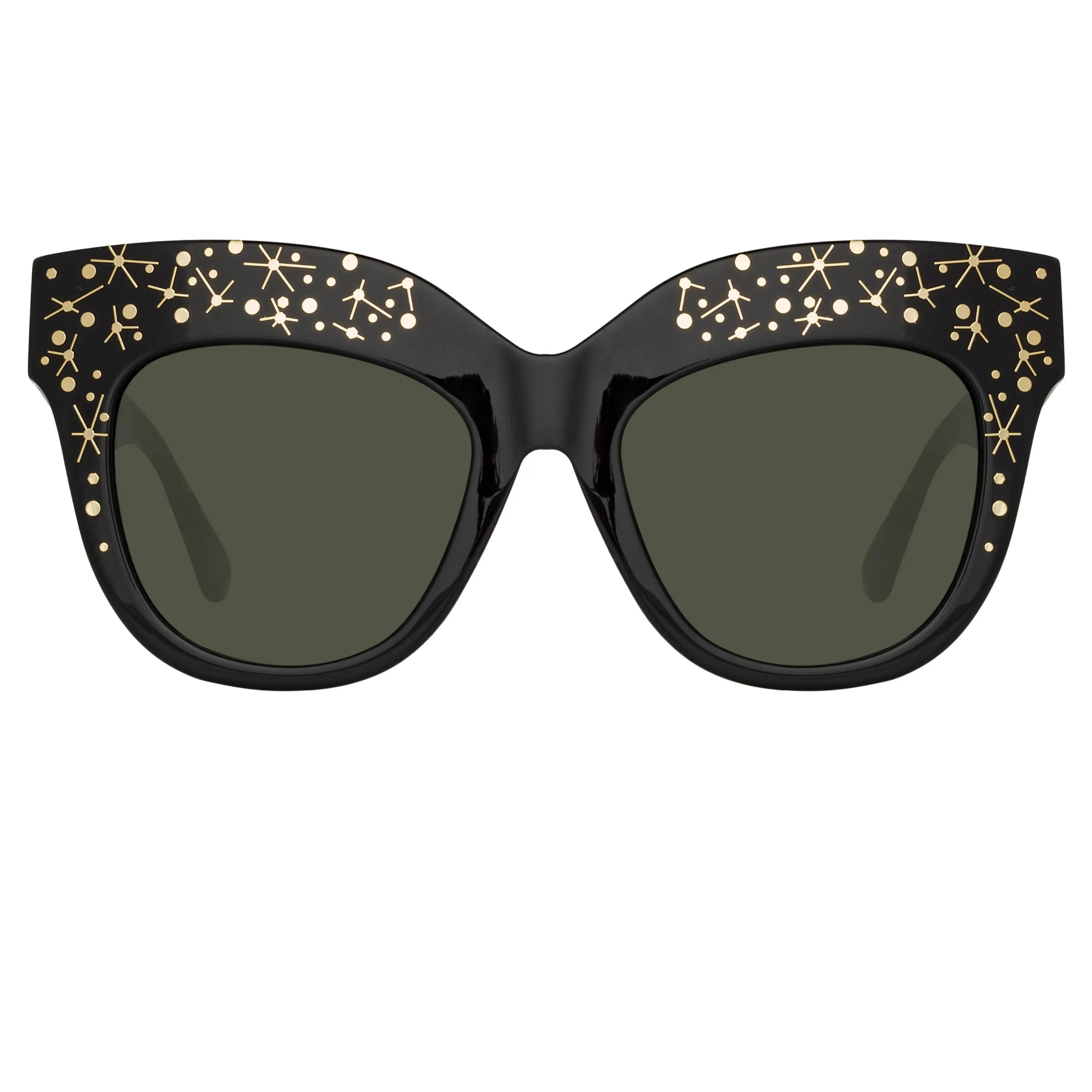Dunaway Oversized Sunglasses in Sparkled Black sold by Linda Farrow
