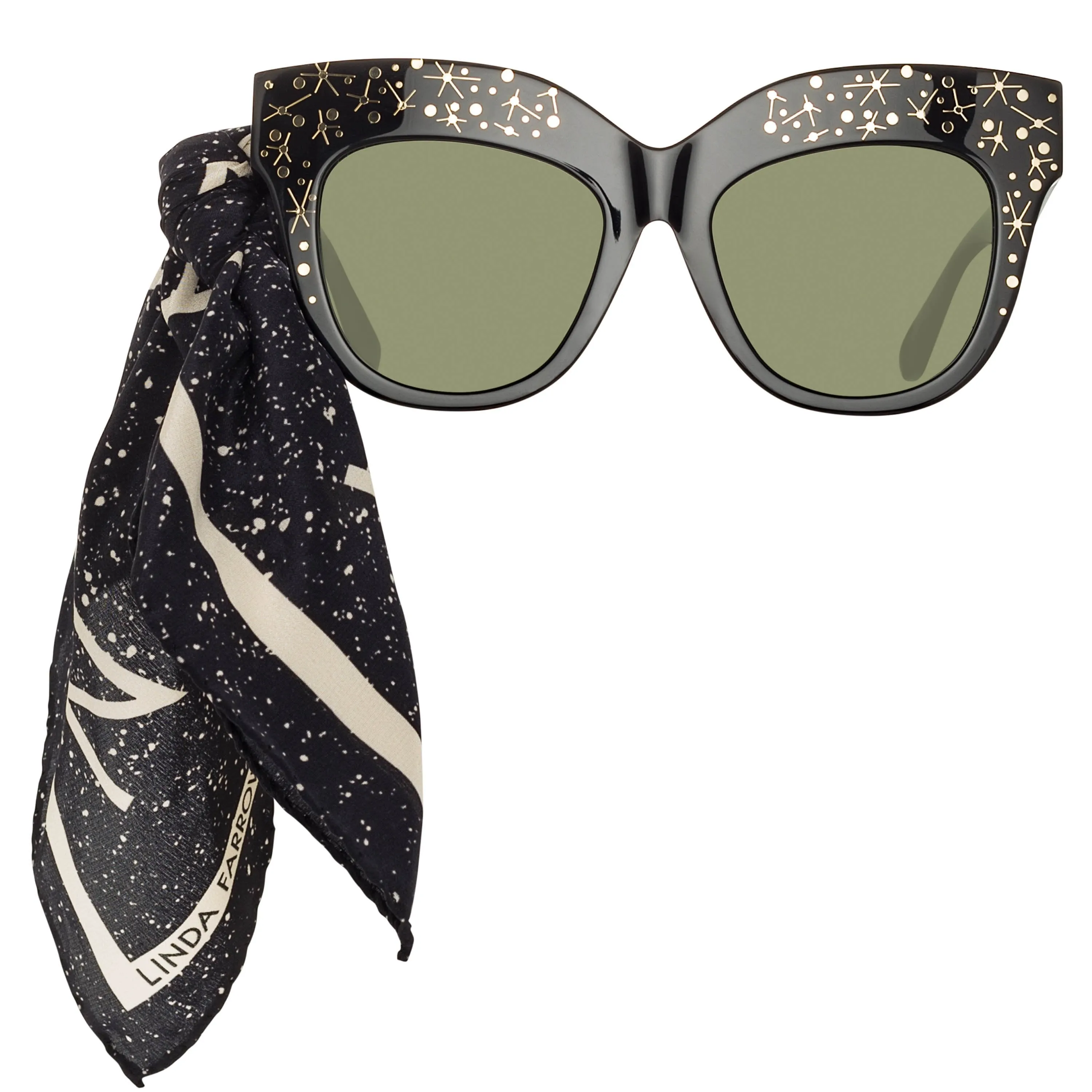 Dunaway Oversized Sunglasses in Sparkled Black sold by Linda Farrow product image thumbnail 4