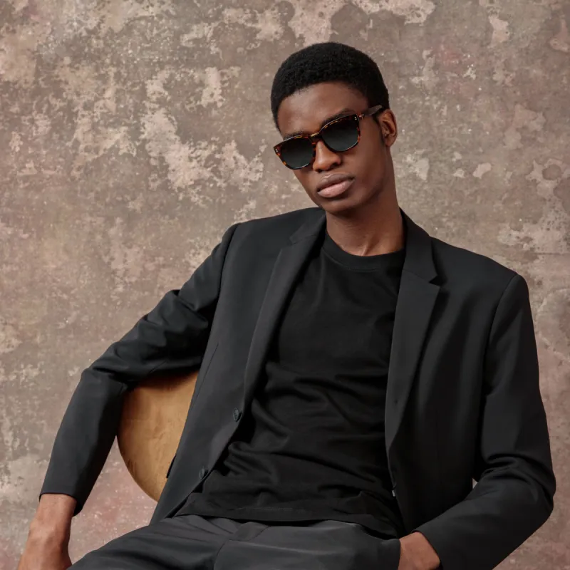 Men's Cedric Rectangular Sunglasses in Tortoiseshell made by Linda Farrow