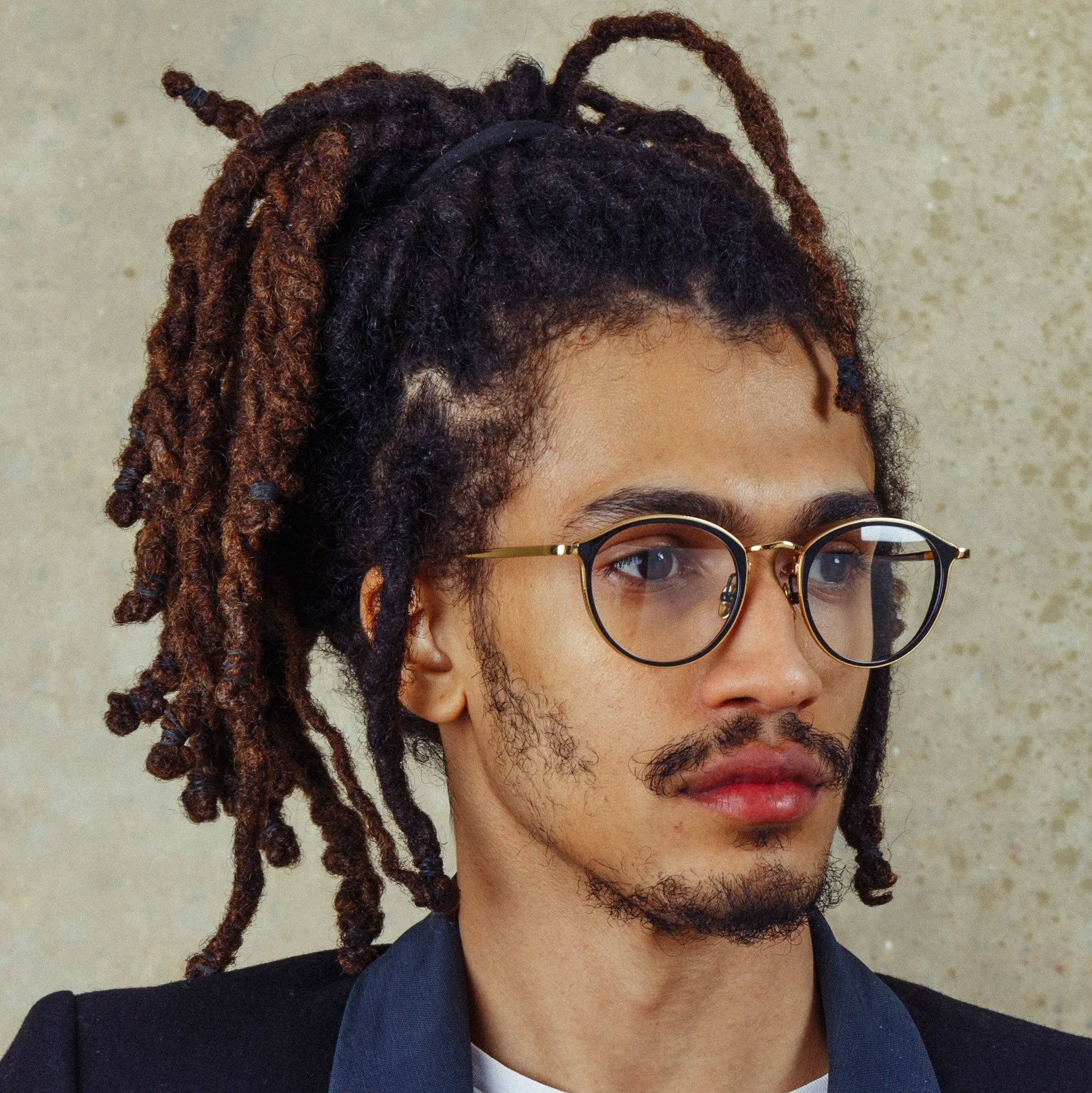 Luis Oval Optical Frame in Yellow Gold and Black sold by Linda Farrow product image thumbnail 3