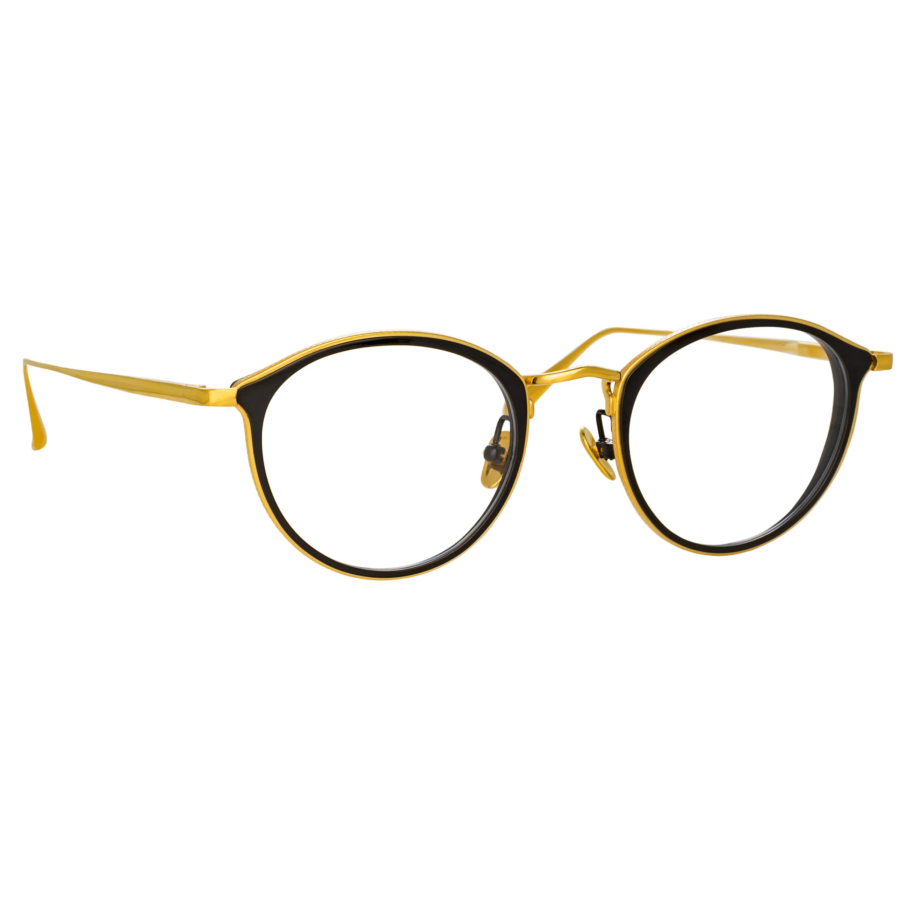Luis Oval Optical Frame in Yellow Gold and Black sold by Linda Farrow product image thumbnail 4